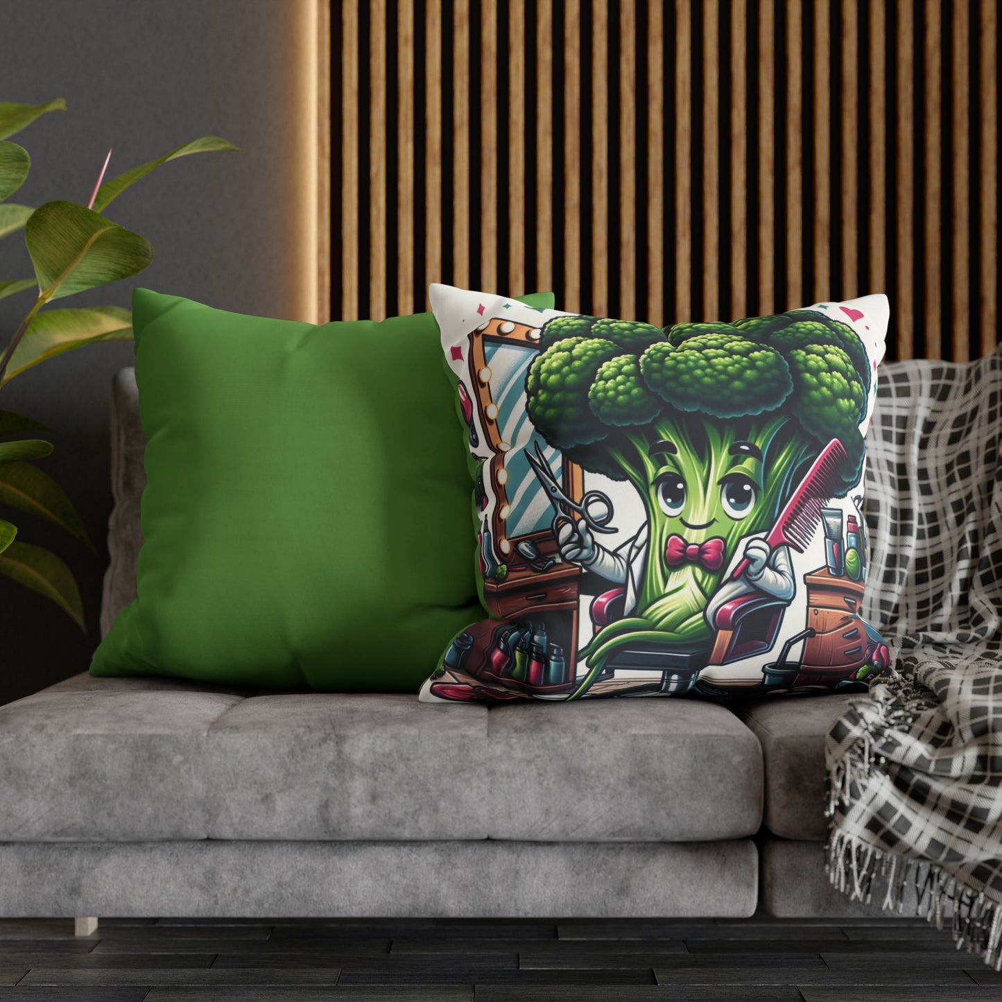 Broccoli Hairdresser Square Poly Canvas Pillowcase