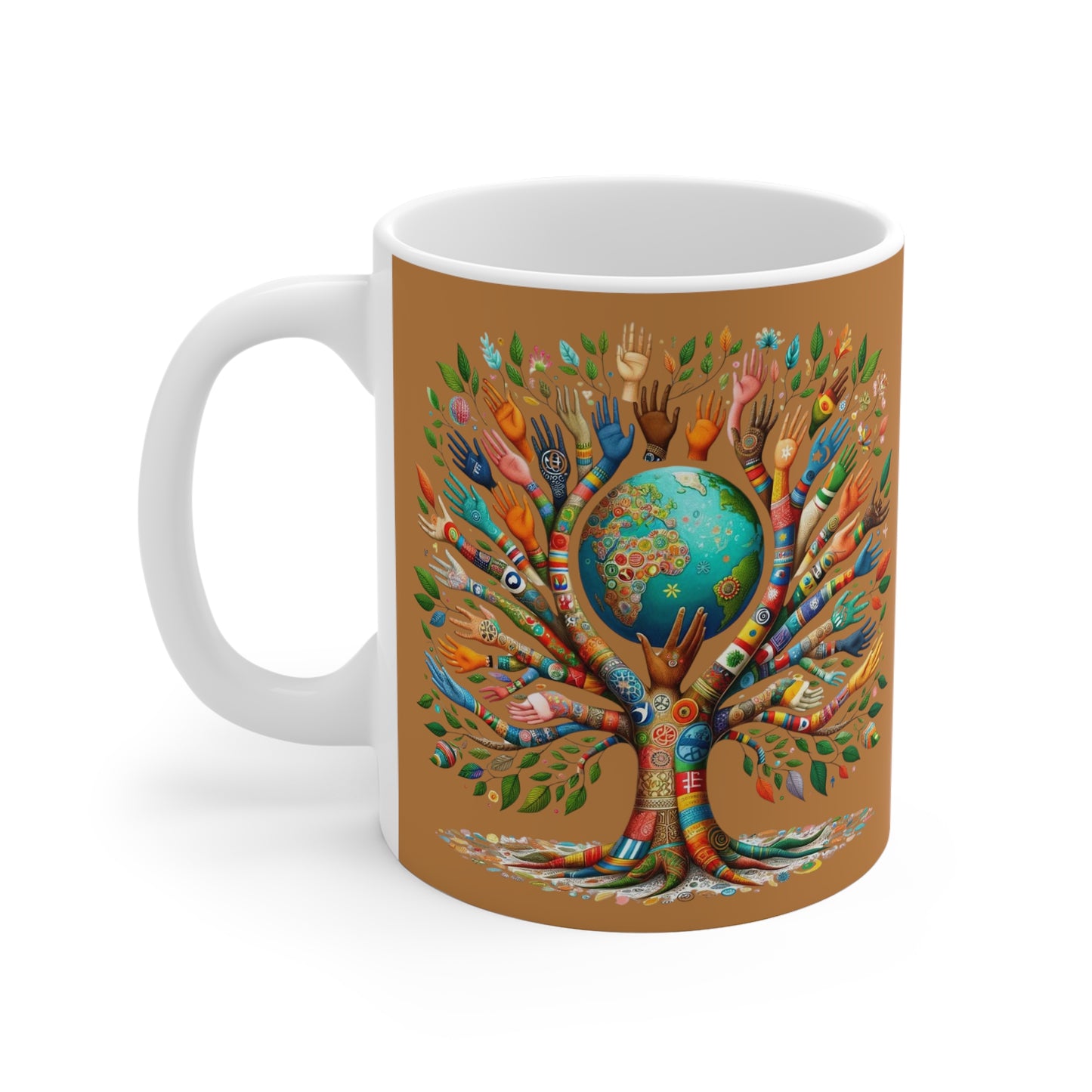 Tree of Life 11oz White/Brown Mug