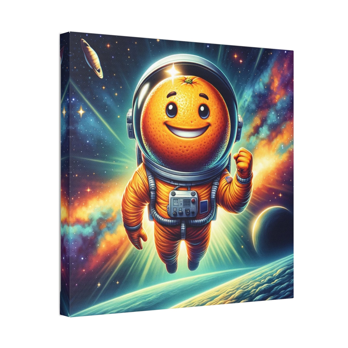 Orange Cosmonaut Classic Stretched Canvas