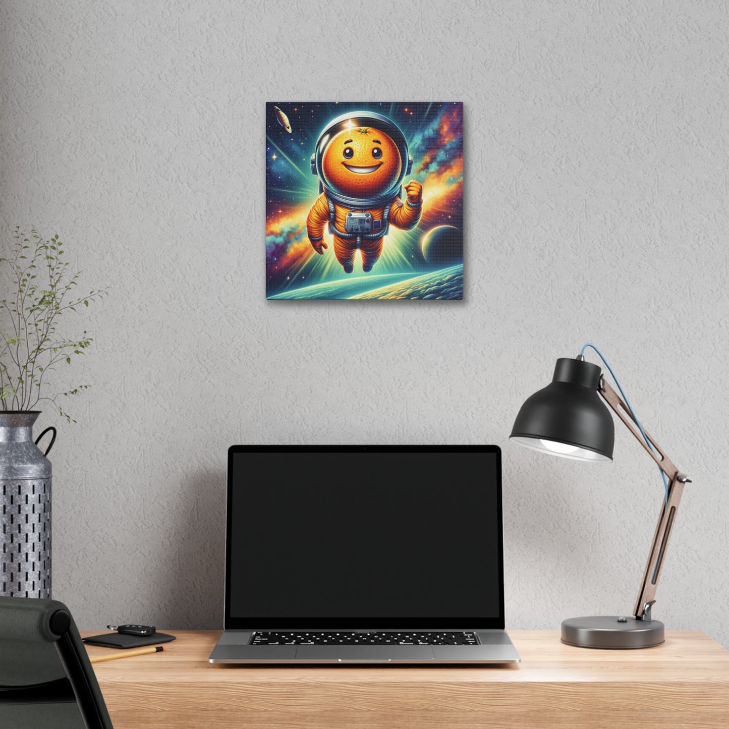 Orange Cosmonaut Classic Stretched Canvas