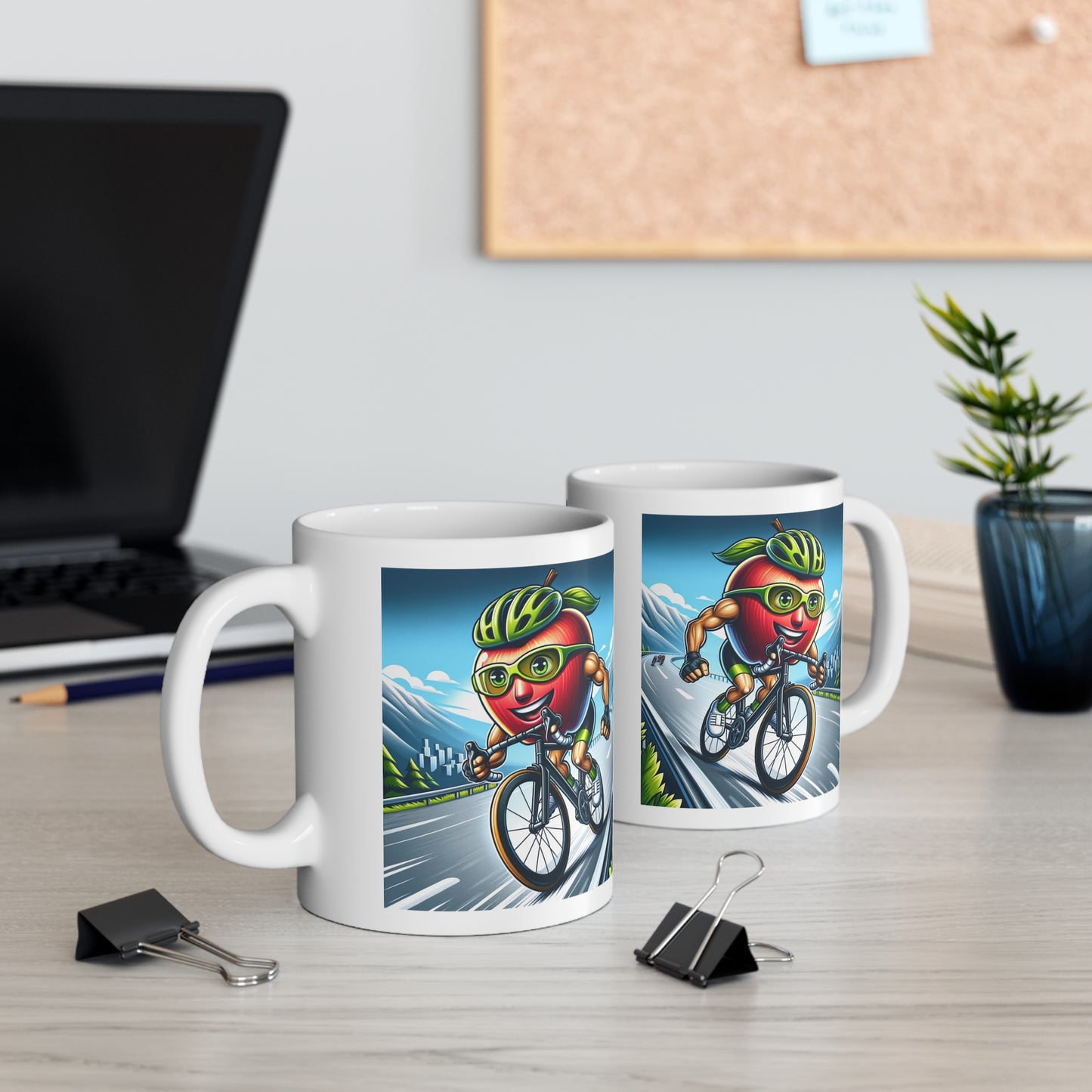 Cycling Apple 11oz White Mug