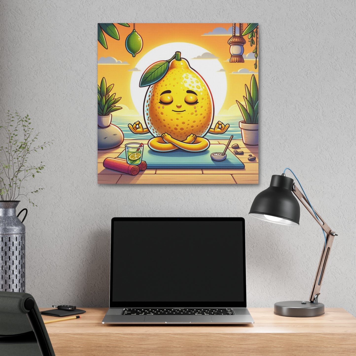 Meditating Lemon Classic Stretched Canvas