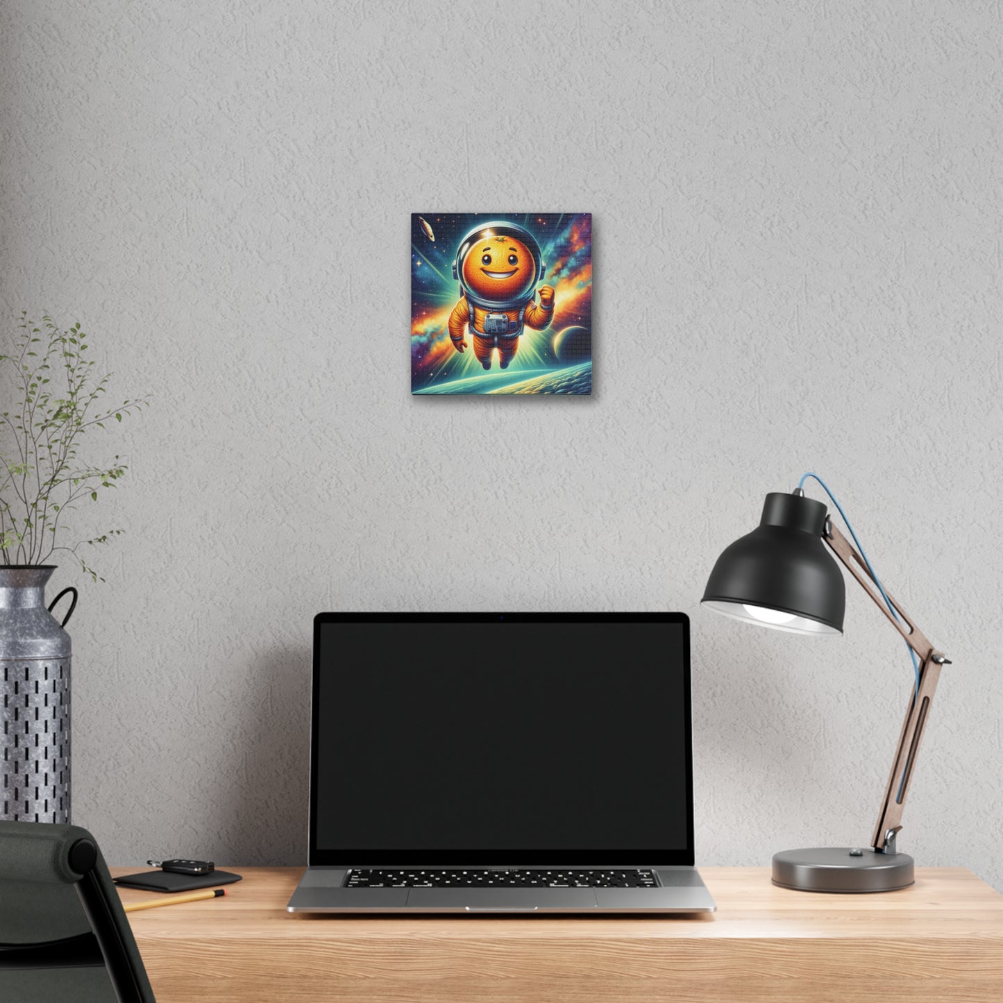 Orange Cosmonaut Classic Stretched Canvas