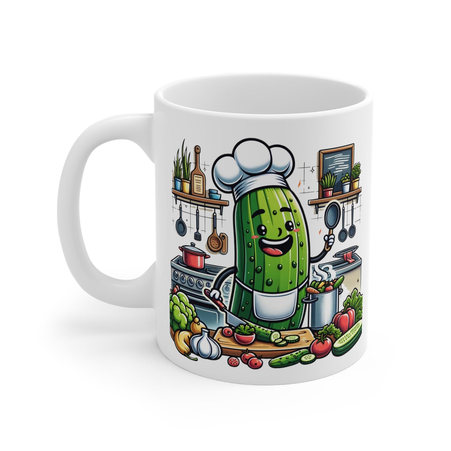 Cucumber Chef 11oz White Mug