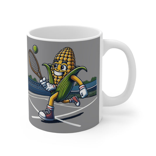 Corn Play Tennis 11oz White/Grey Mug