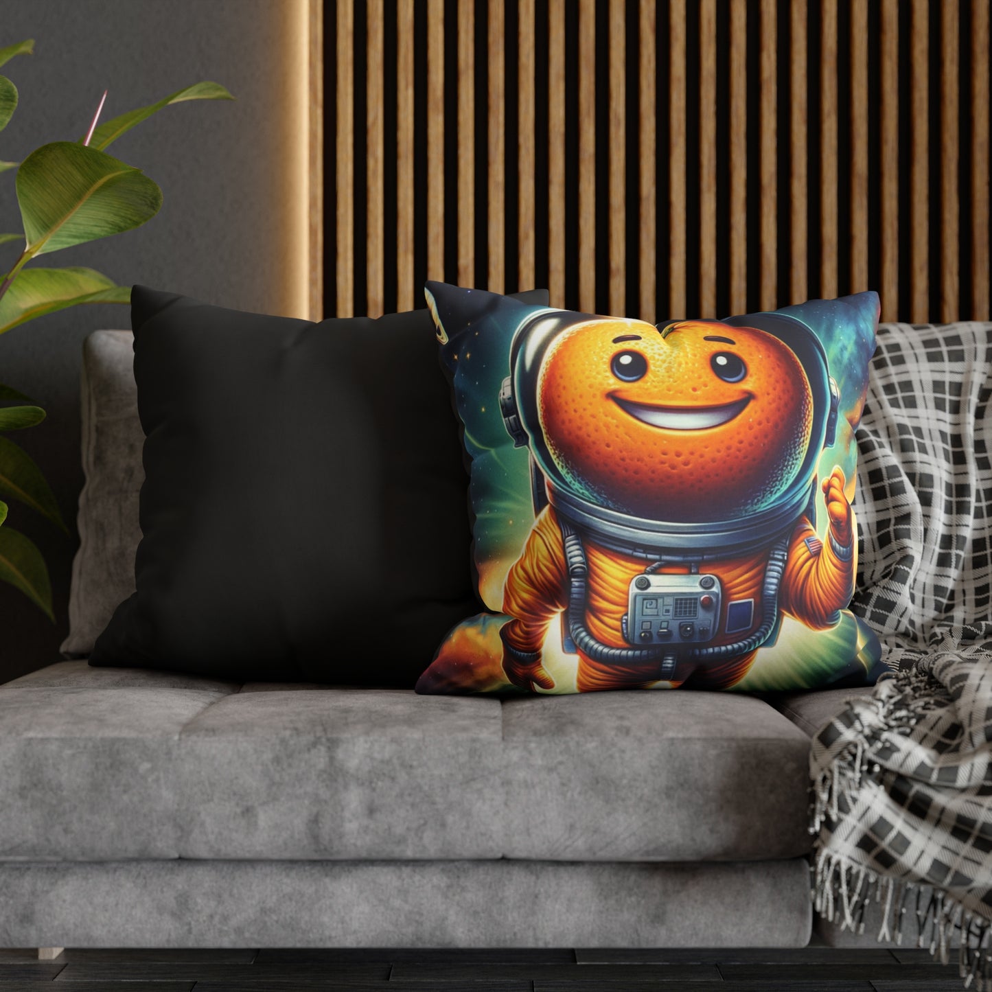 Orange Cosmonaut Square Poly Canvas Pillowcase