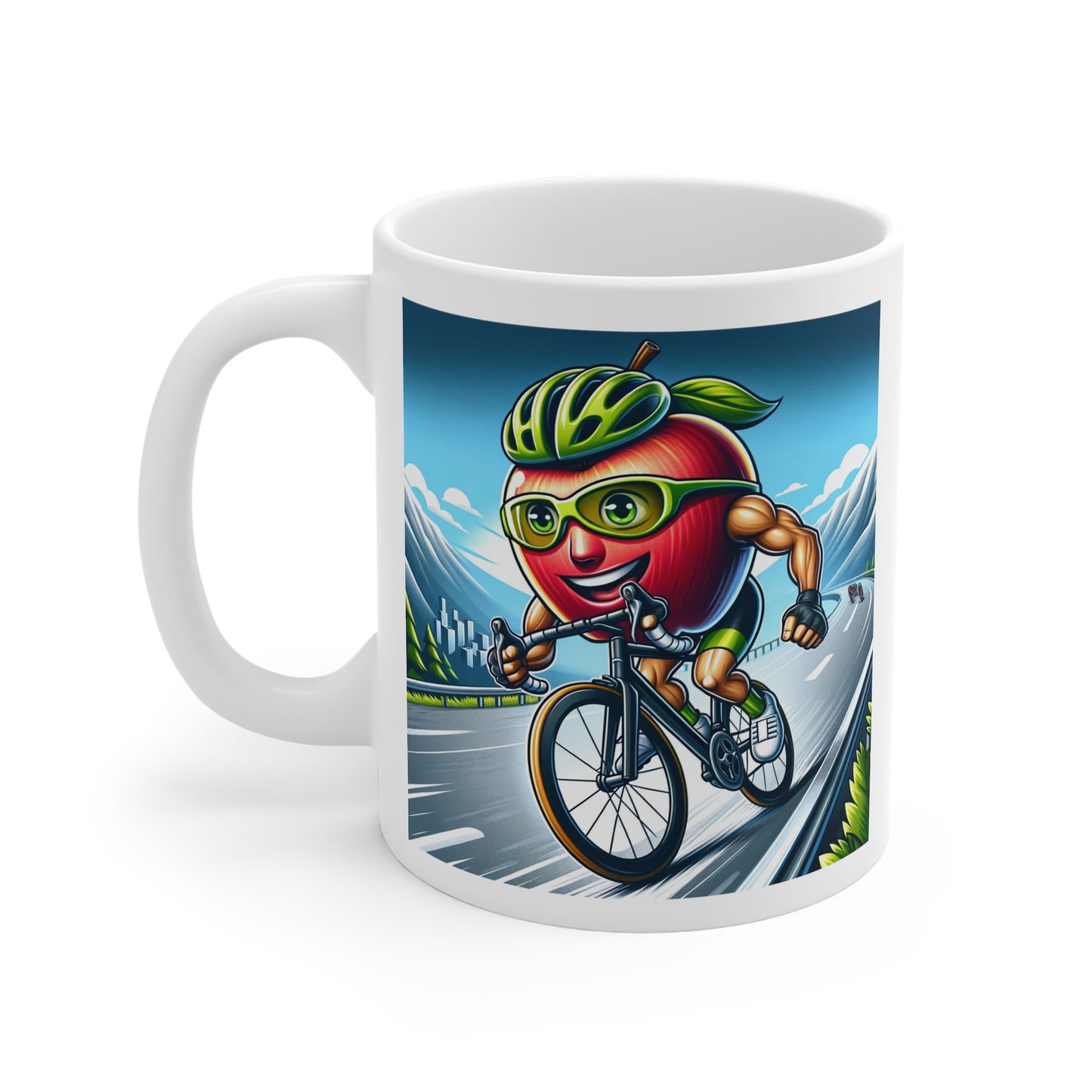 Cycling Apple 11oz White Mug