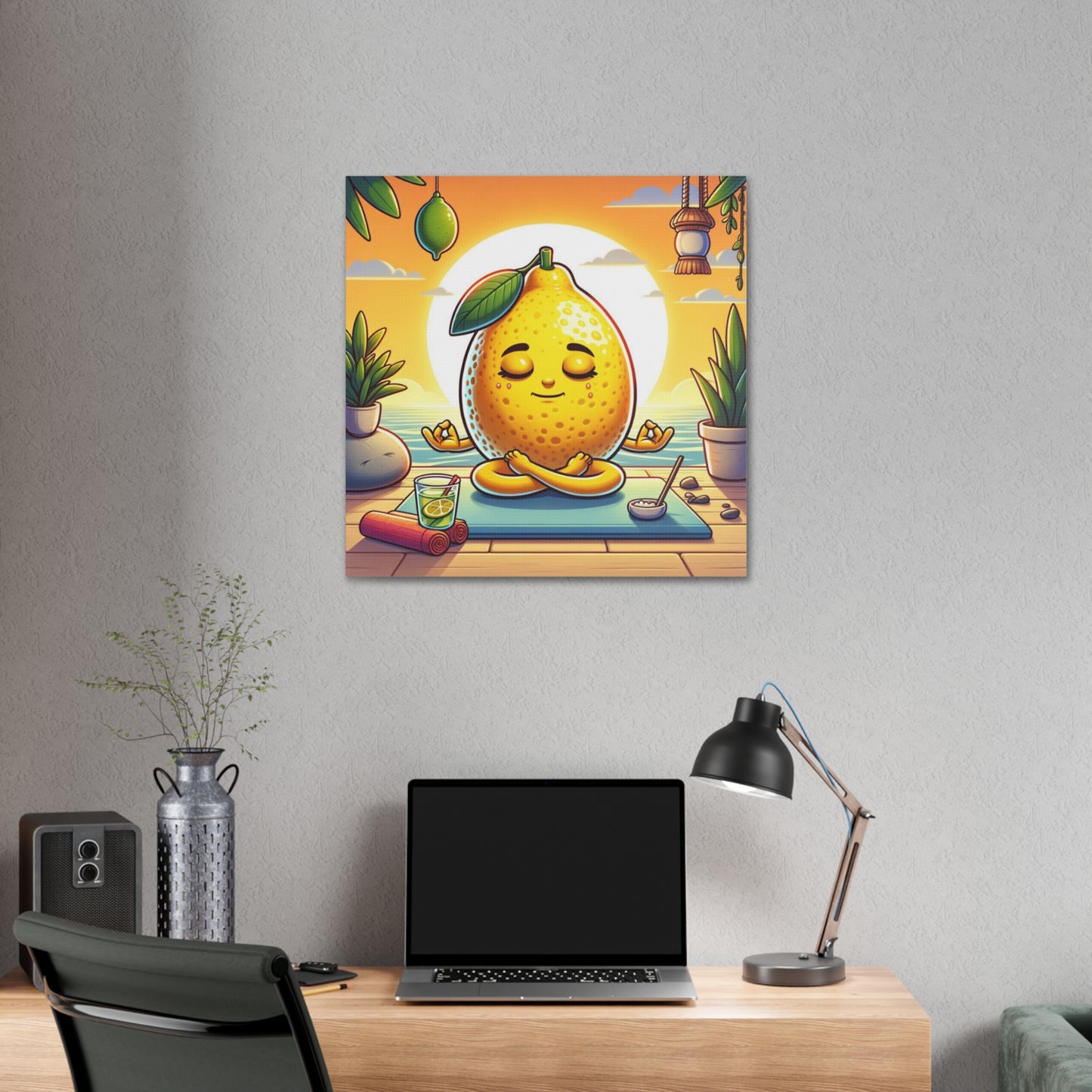 Meditating Lemon Classic Stretched Canvas