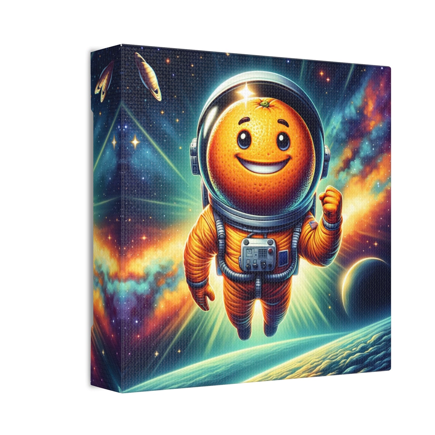 Orange Cosmonaut Classic Stretched Canvas