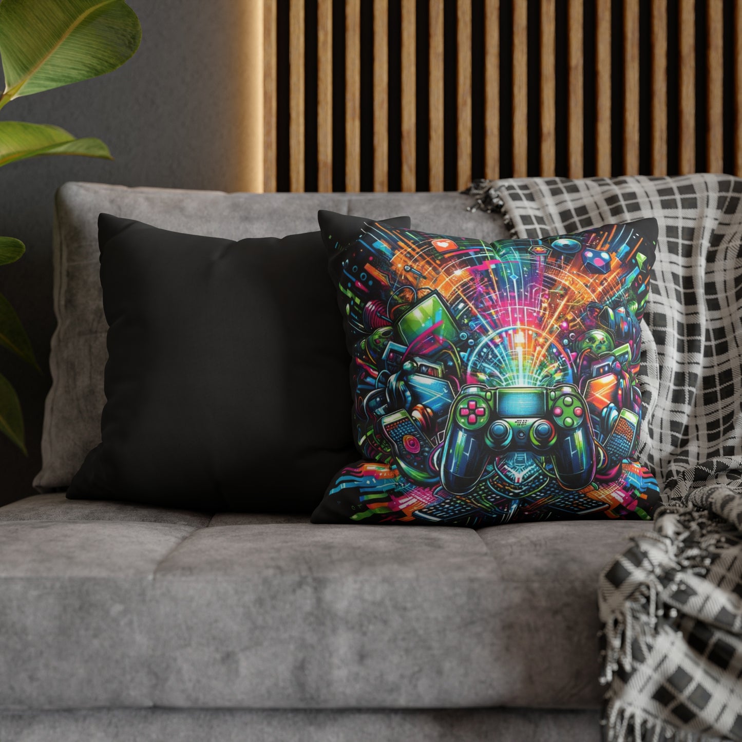 Gaming Square Poly Canvas Pillowcase