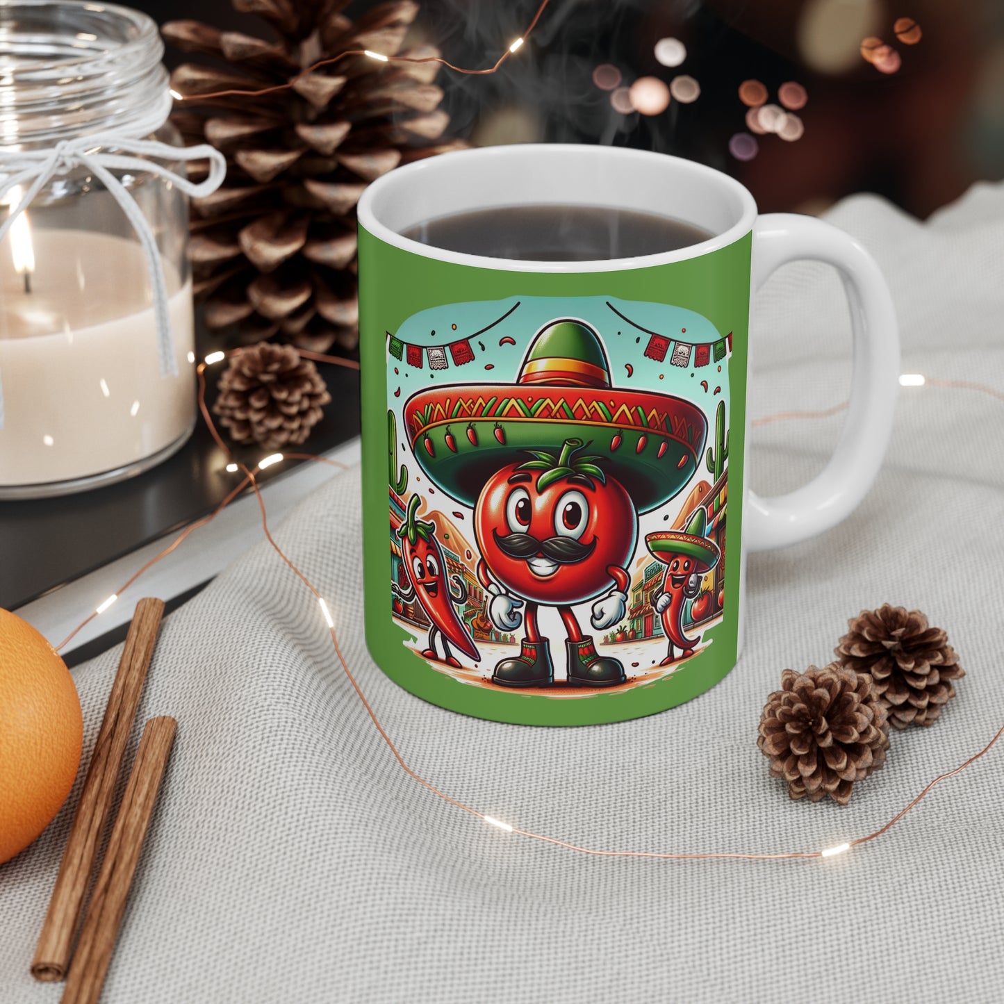 Mexican Tomato 11oz White/Green Mug