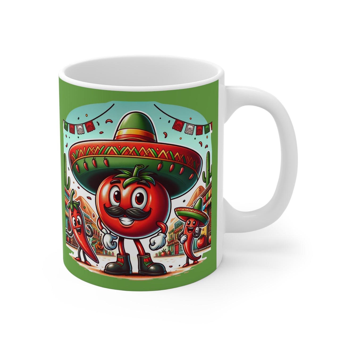 Mexican Tomato 11oz White/Green Mug