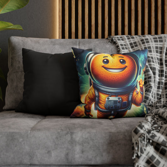 Orange Cosmonaut Square Poly Canvas Pillowcase