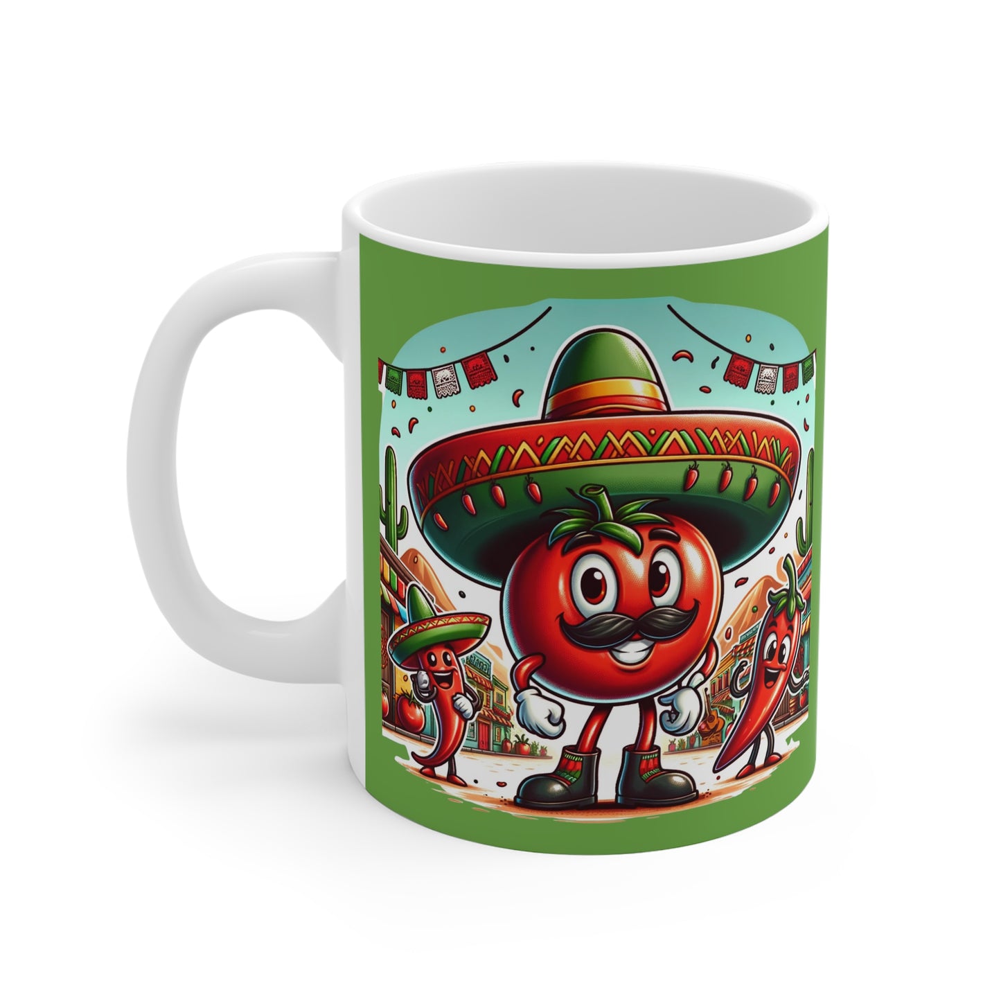 Mexican Tomato 11oz White/Green Mug