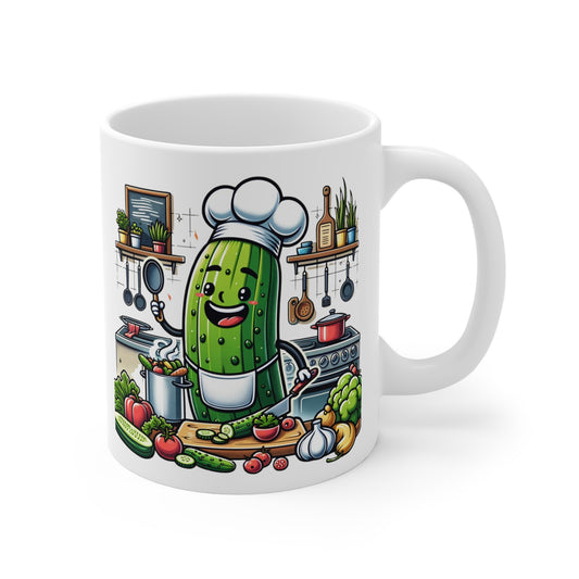 Cucumber Chef 11oz White Mug