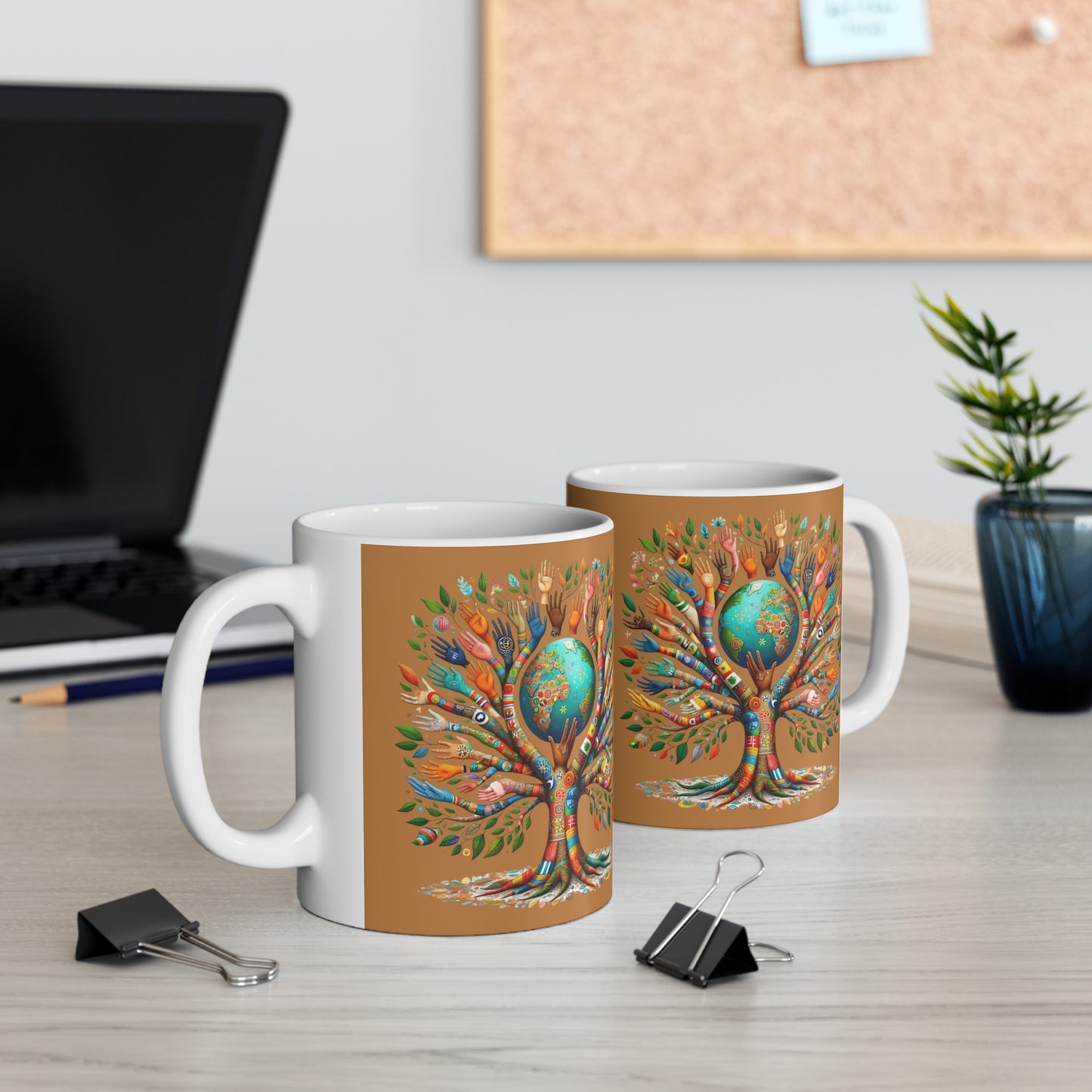 Tree of Life 11oz White/Brown Mug