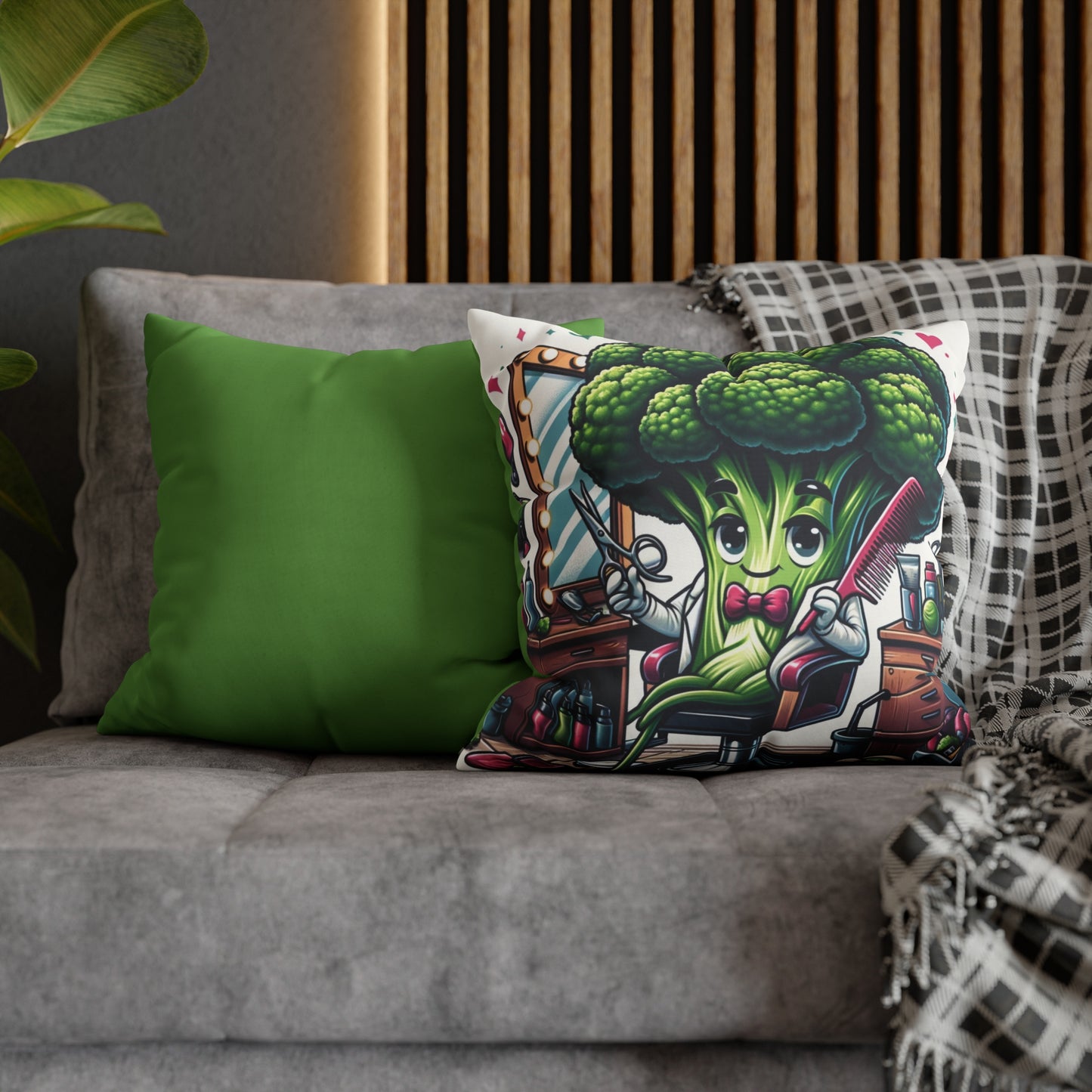 Broccoli Hairdresser Square Poly Canvas Pillowcase