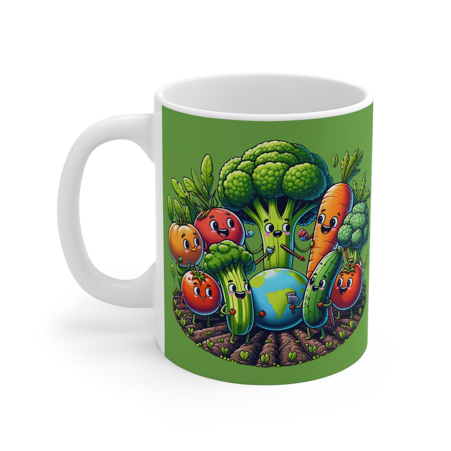 Veggies around the World 11oz White/Green Mug