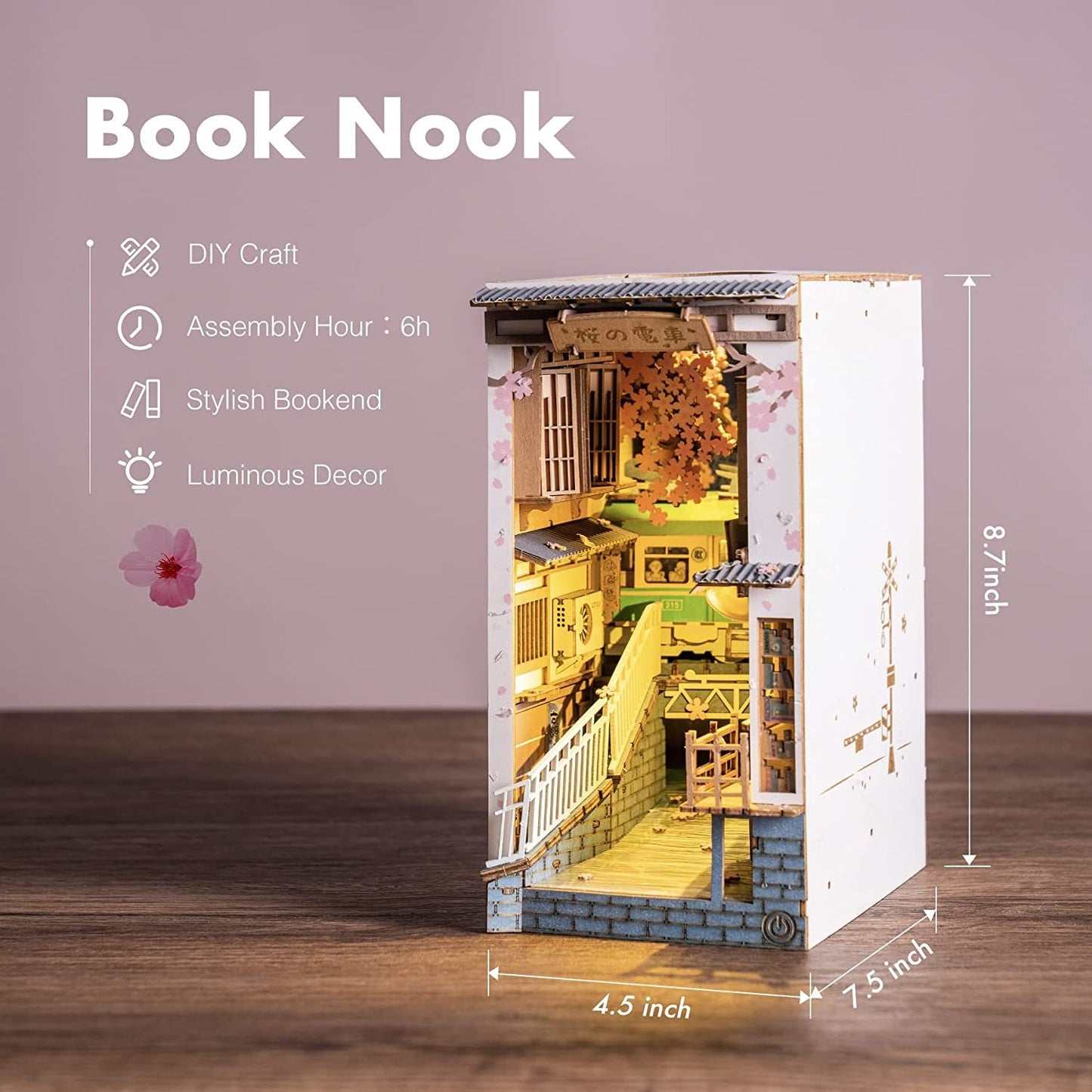 Robotime Rolife Book Nooks Series Stories In Books 4 Kinds DIY Wooden Miniature House Furniture Sakura Densya TGB01