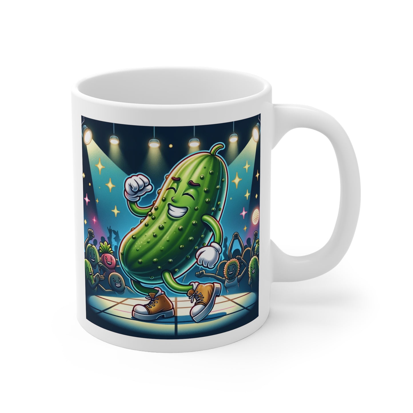 Dancing Cucumber 11oz White Mug