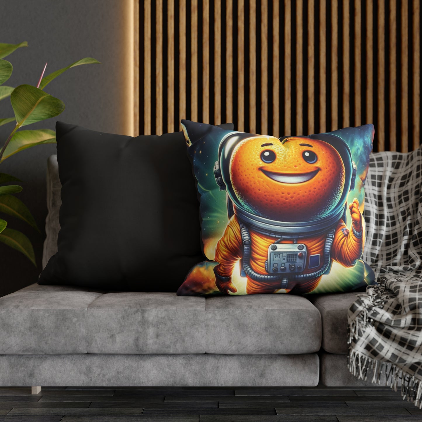 Orange Cosmonaut Square Poly Canvas Pillowcase