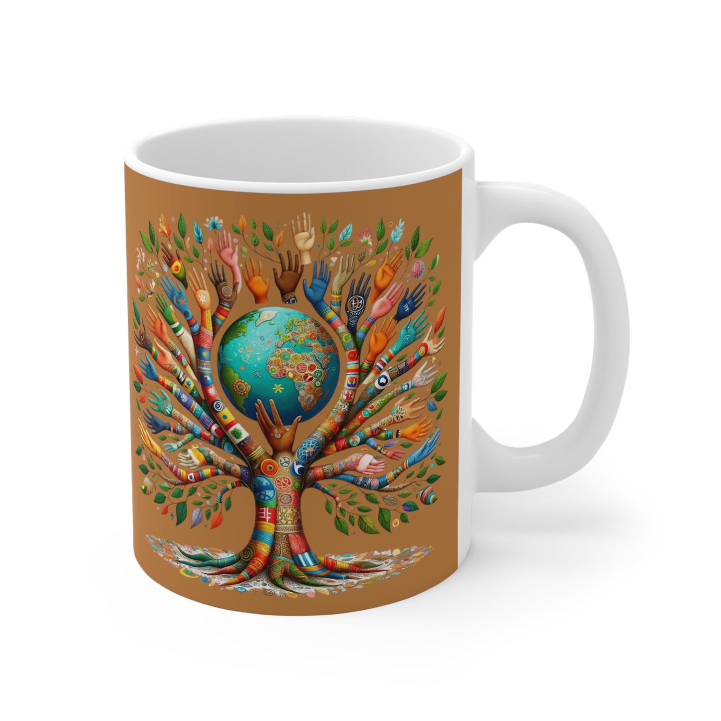 Tree of Life 11oz White/Brown Mug