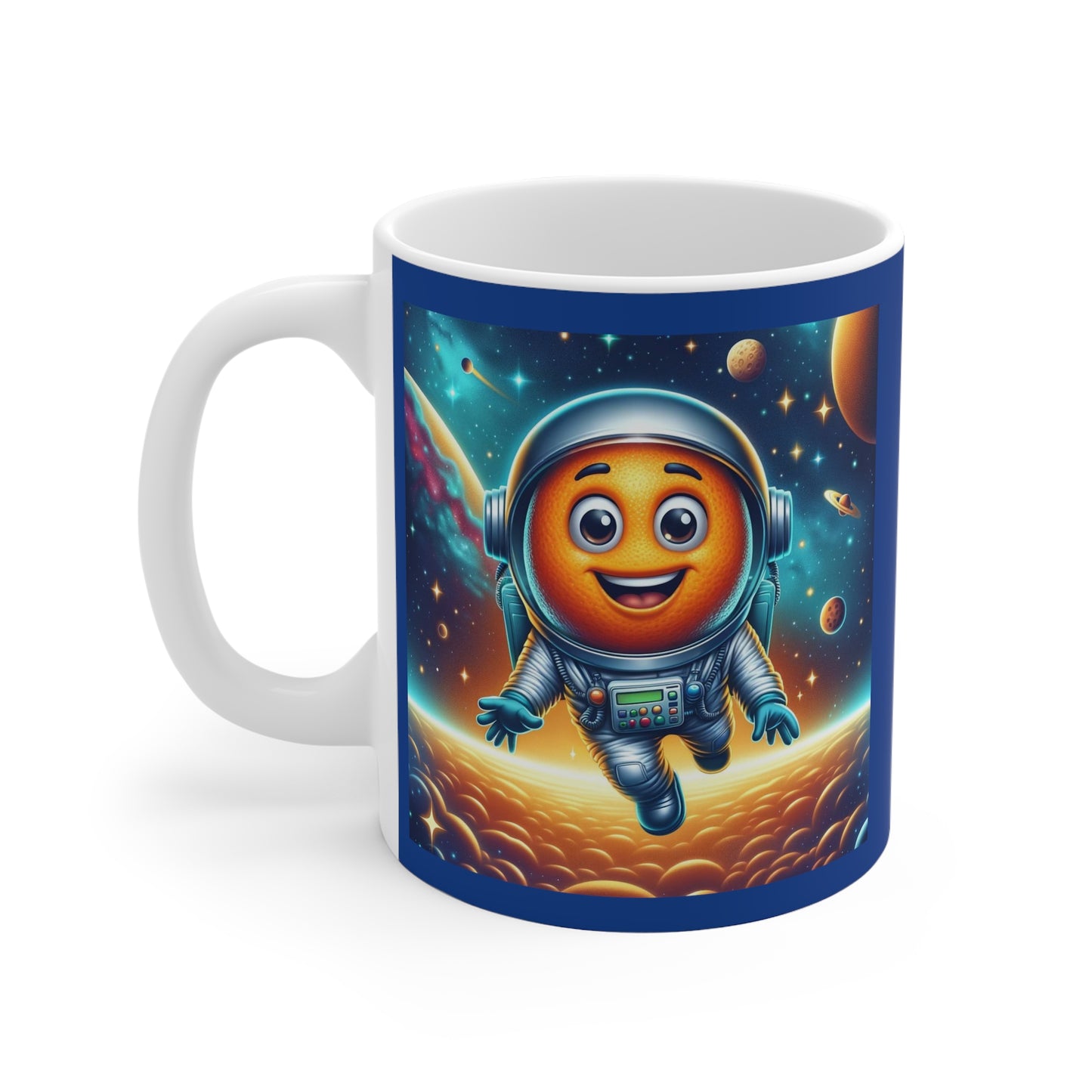 Orange Cosmonaut 11oz White/Dark Blue Mug