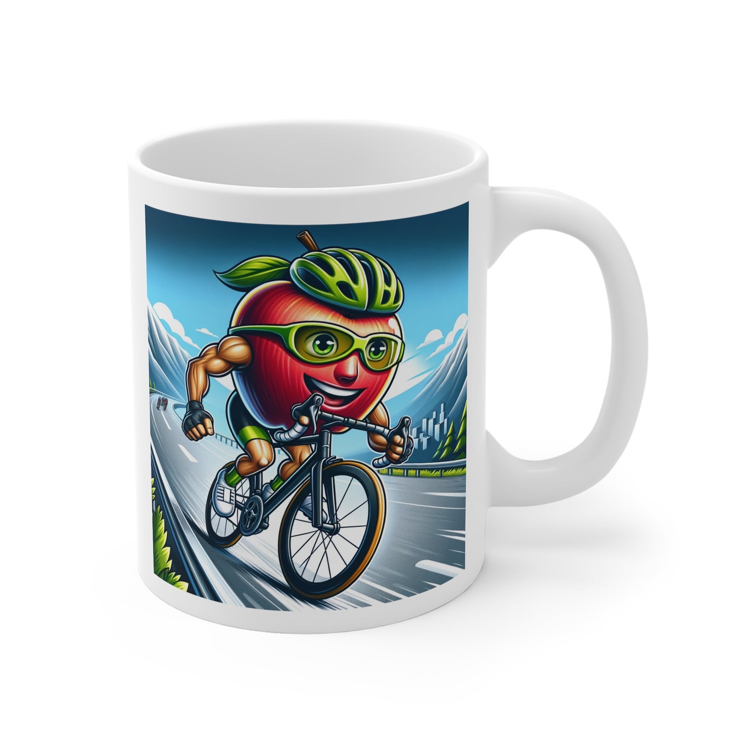 Cycling Apple 11oz White Mug