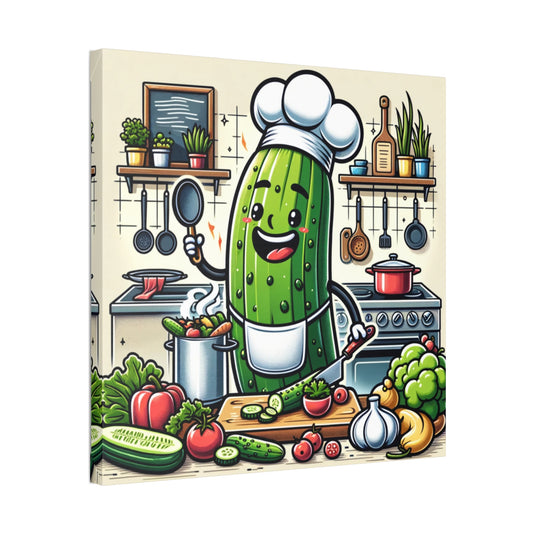 Cucumber Chef Classic Stretched Canvas