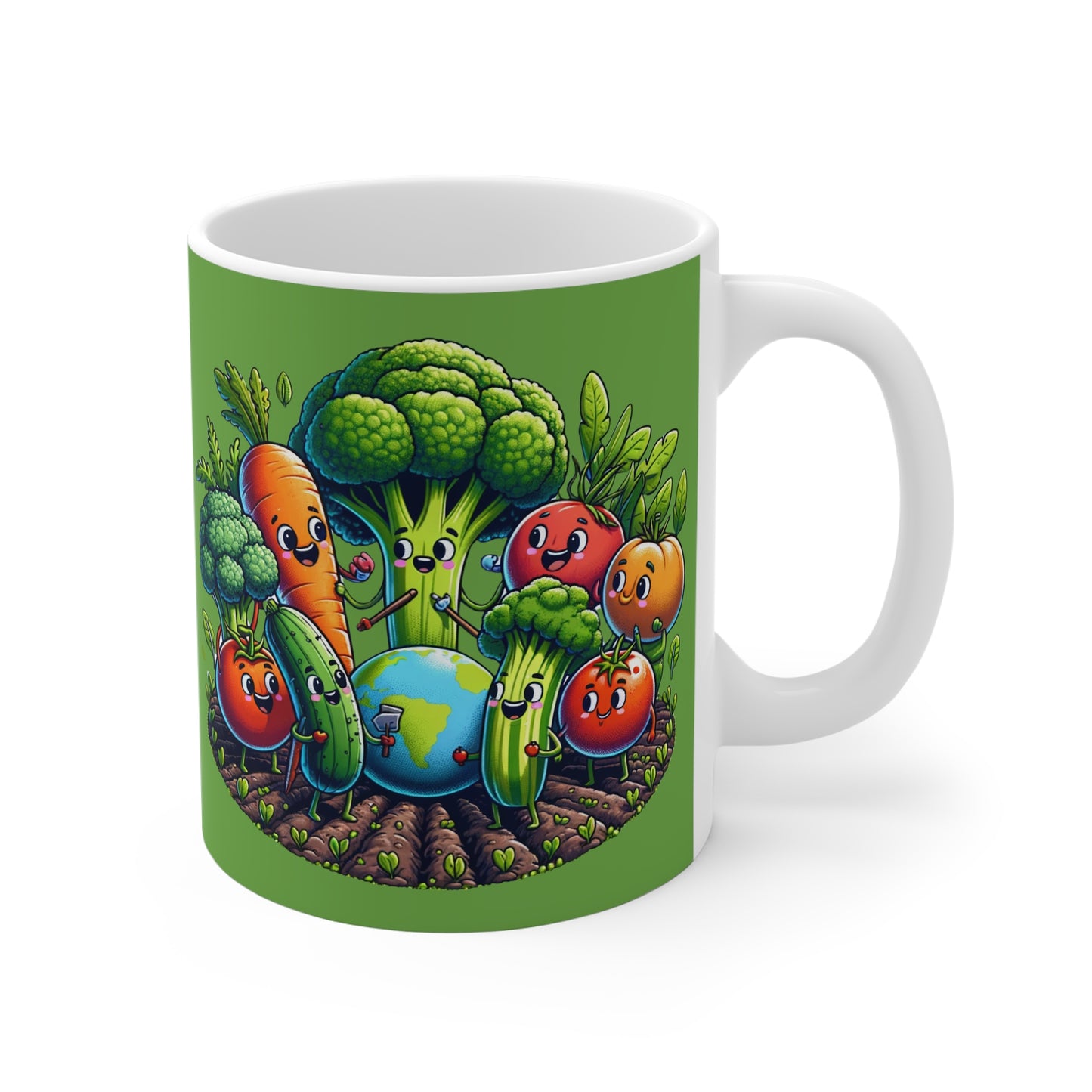 Veggies around the World 11oz White/Green Mug