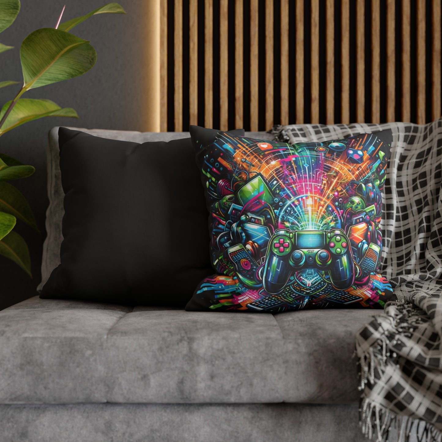 Gaming Square Poly Canvas Pillowcase