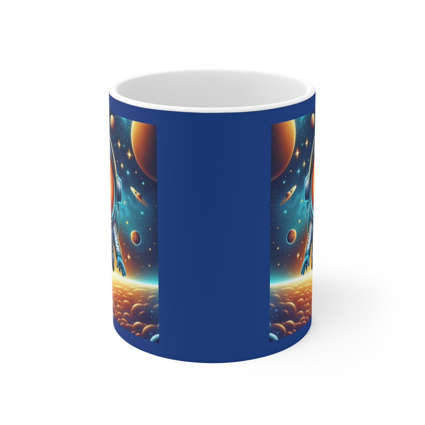 Orange Cosmonaut 11oz White/Dark Blue Mug