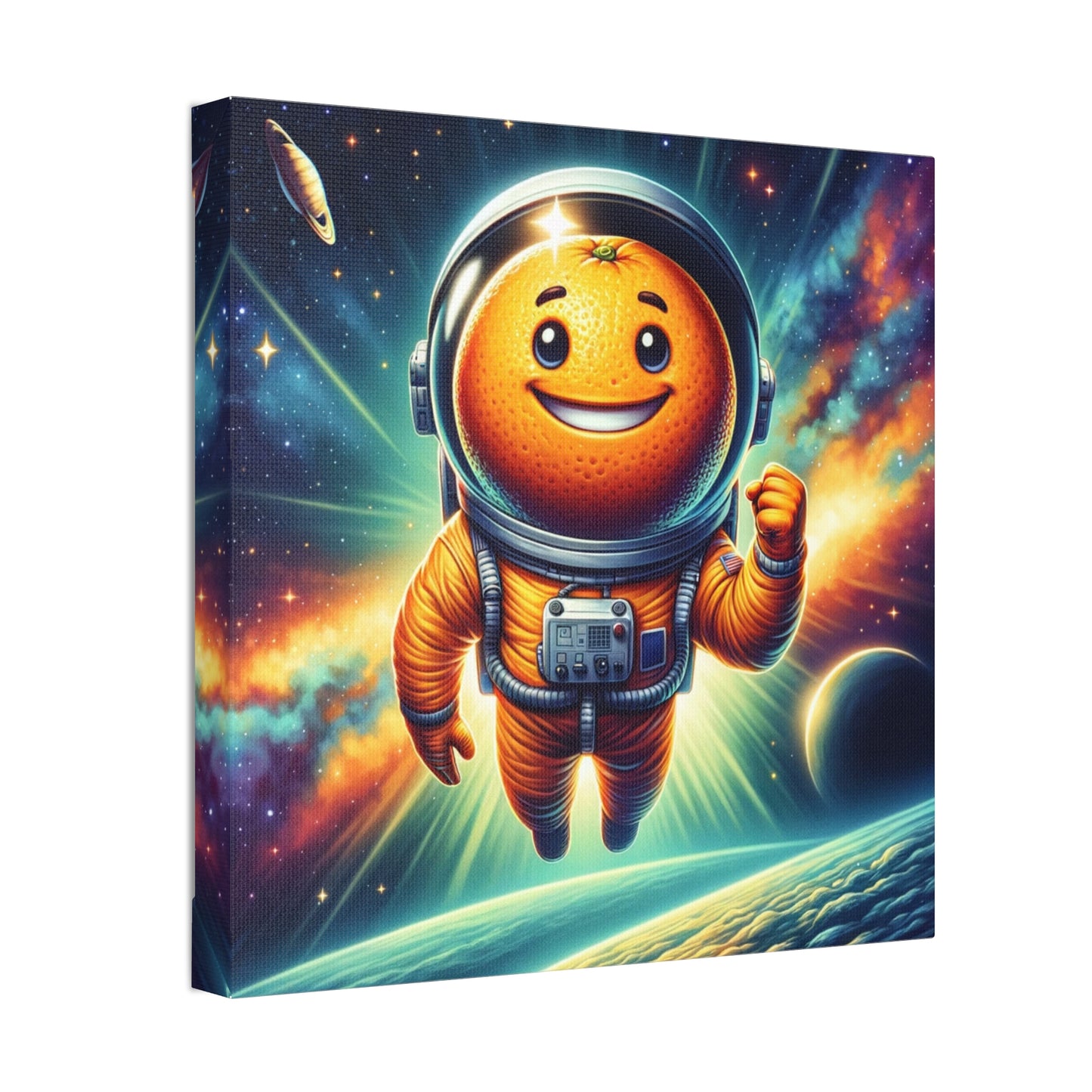 Orange Cosmonaut Classic Stretched Canvas