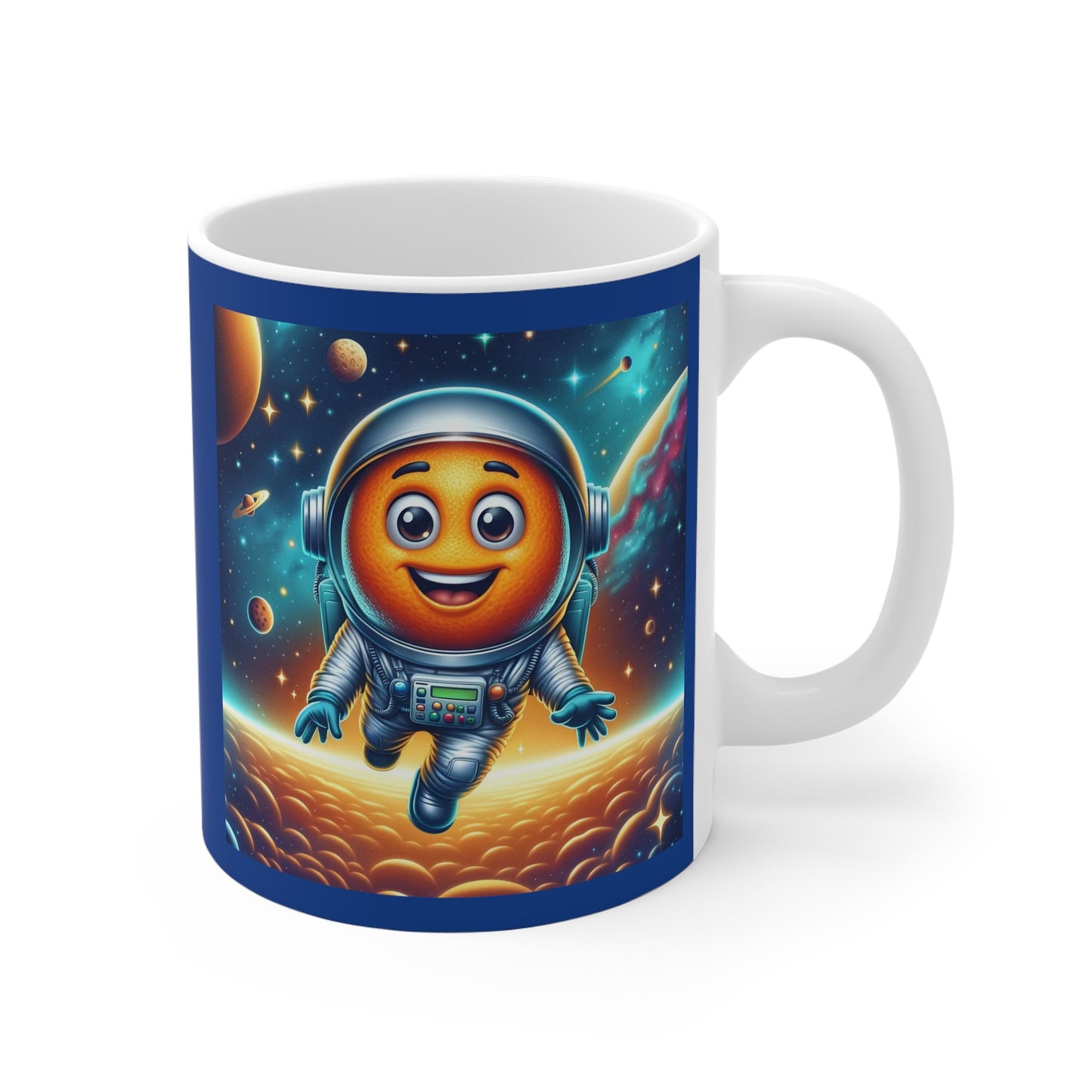 Orange Cosmonaut 11oz White/Dark Blue Mug