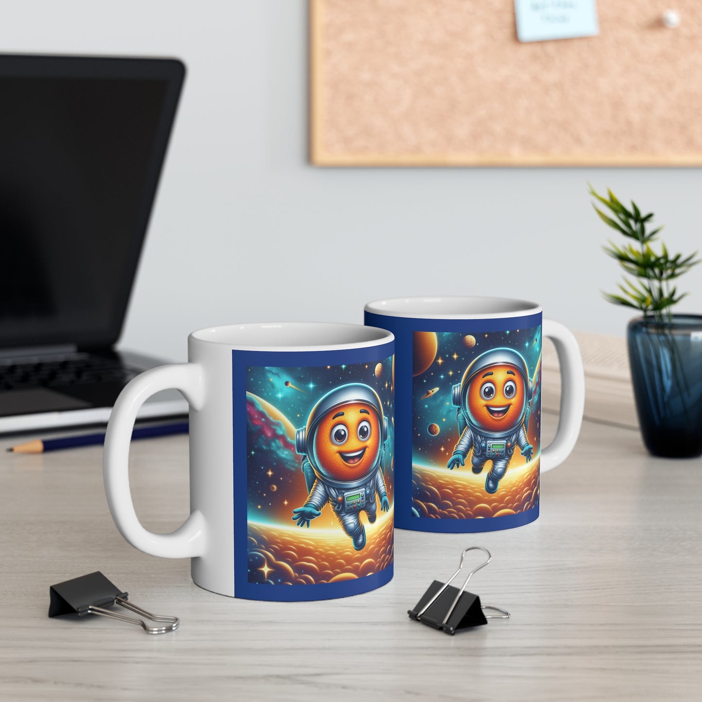 Orange Cosmonaut 11oz White/Dark Blue Mug