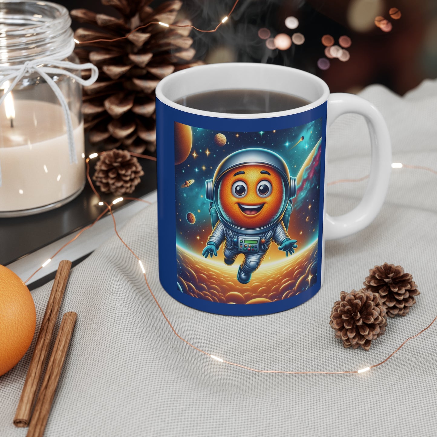 Orange Cosmonaut 11oz White/Dark Blue Mug