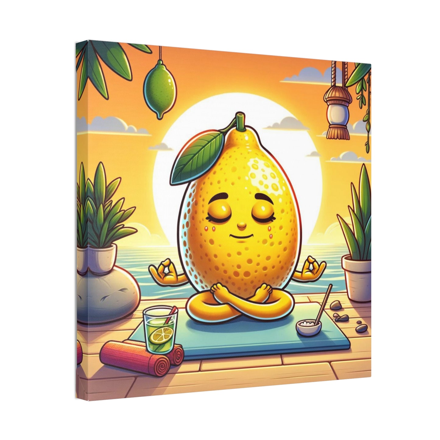 Meditating Lemon Classic Stretched Canvas