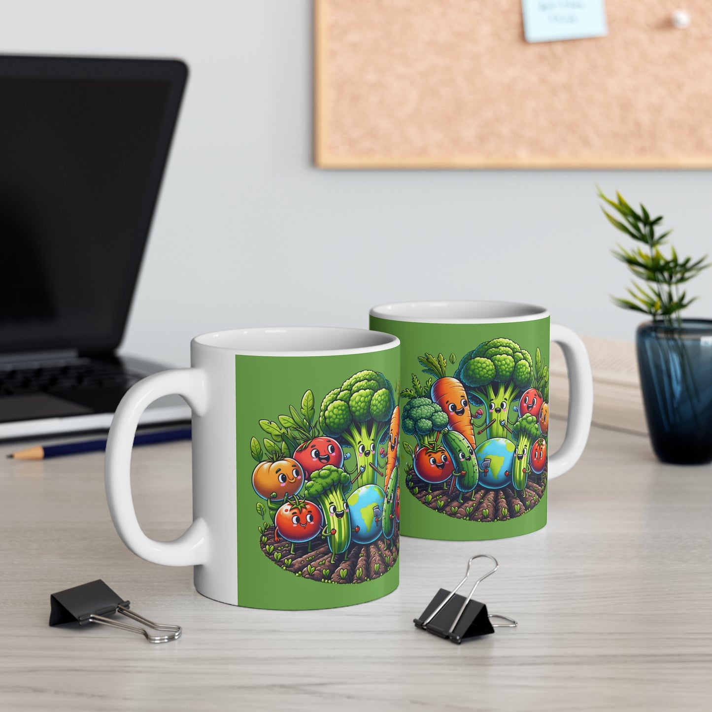 Veggies around the World 11oz White/Green Mug