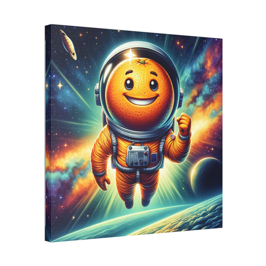 Orange Cosmonaut Classic Stretched Canvas