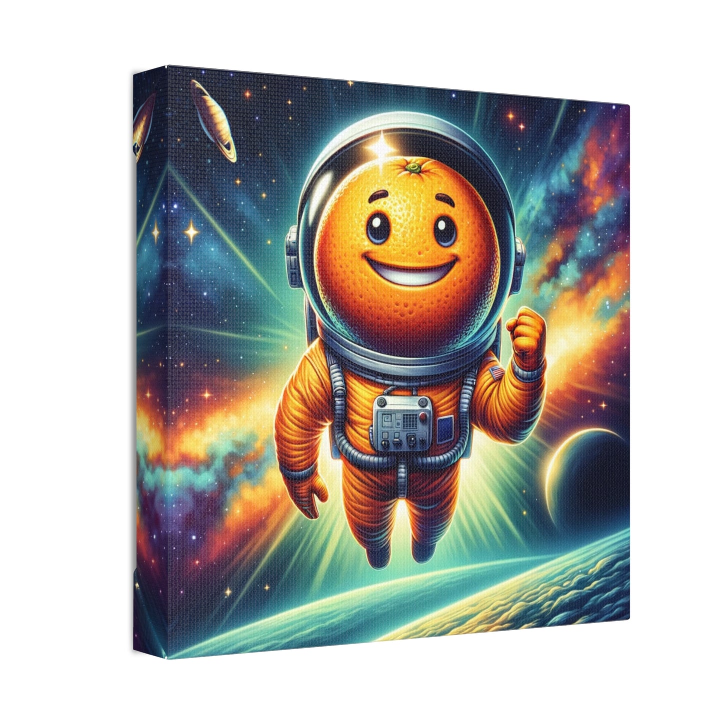 Orange Cosmonaut Classic Stretched Canvas