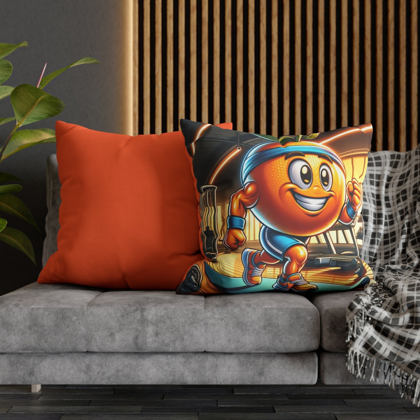 Orange in the Gym Square Poly Canvas Pillowcase