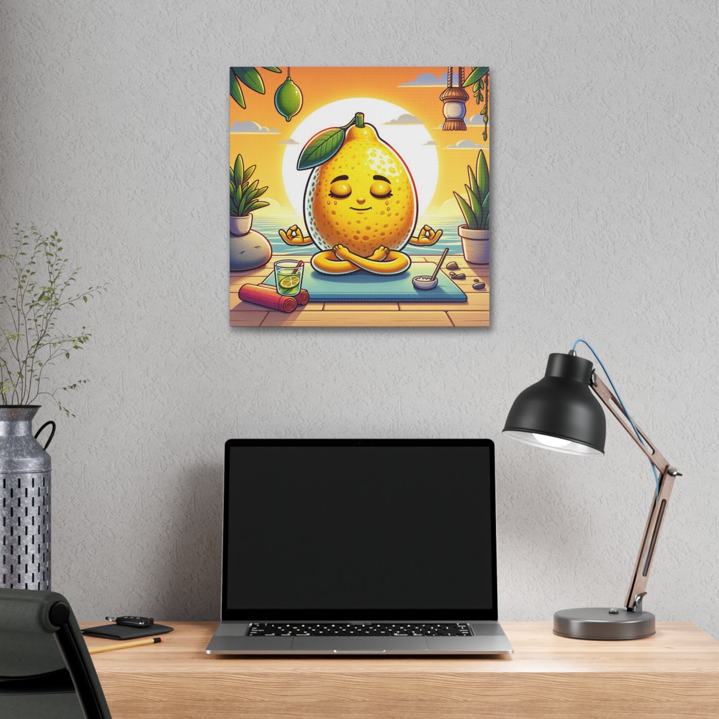 Meditating Lemon Classic Stretched Canvas