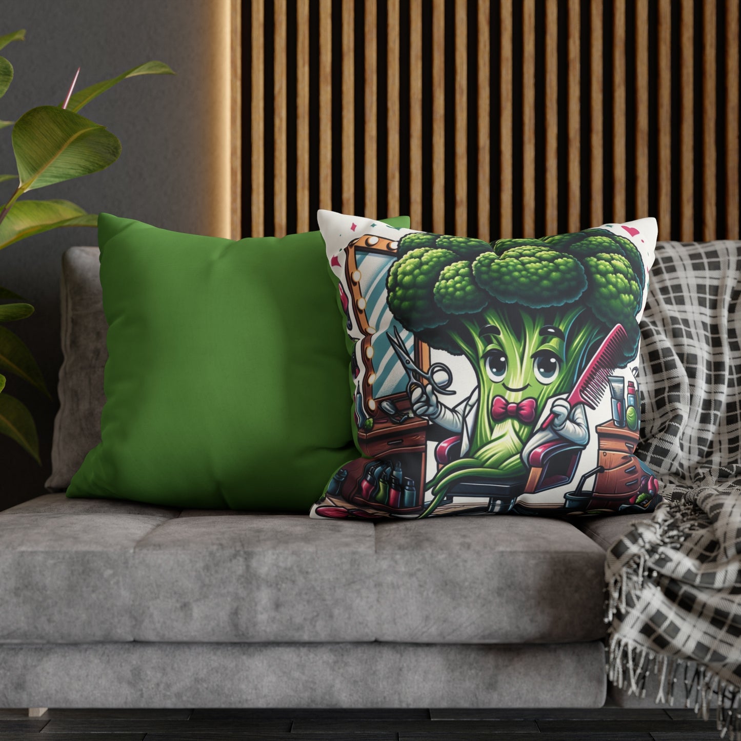 Broccoli Hairdresser Square Poly Canvas Pillowcase