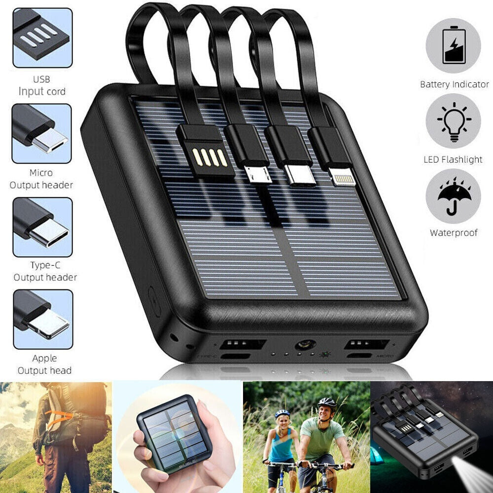 Portable 5000mah Solar Power Bank USB Pack Battery Charger For Outdoor Camping